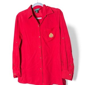VTG 90s Lauren Ralph Lauren Silk Ivy Old Money Preppy Classic Academia Red SM